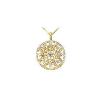 Diamond Circle Pendant : 14K Yellow Gold - 1.50 CT Diamonds