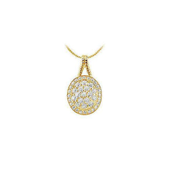 Diamond Circle Pendant : 14K Yellow Gold - 1.00 CT Diamonds