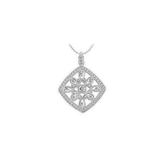 Diamond Floral Pendant : 14K White Gold - 1.00 CT Diamonds