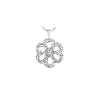 Diamond Flower Pendant : 14K White Gold - 0.75 CT Diamonds