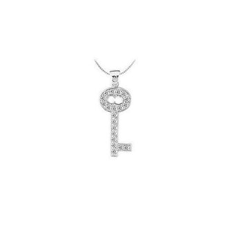 Diamond Key Pendant : 14K White Gold - 0.10 CT Diamonds