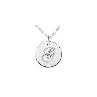 14K White Gold Plain Letter G Script Disc Initial Pendant