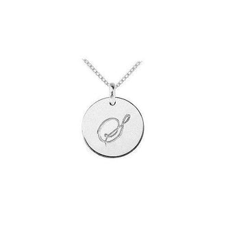 14K White Gold Plain Letter S Script Disc Initial Pendant