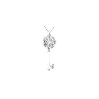 Diamond Flower Key Pendant : 14K White Gold - 0.50 CT Diamonds