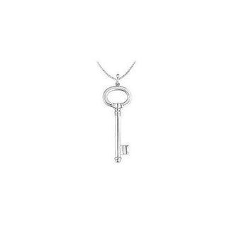 14K White Gold Key Pendant