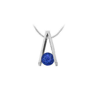 Sapphire A Pendant : 14K White Gold - 0.75 CT TGW