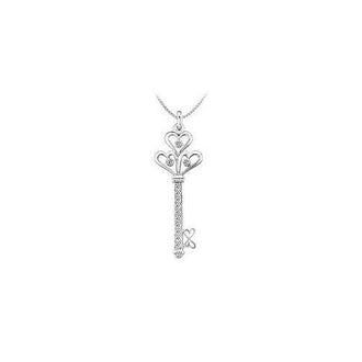 Diamond Key Pendant : 14K White Gold - 0.25 CT Diamonds