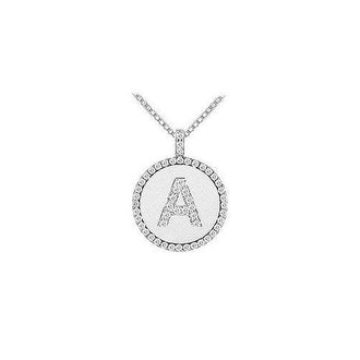 Diamond Initial A Disc Pendant : 14K White Gold - 0.55 CT TGW