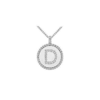 Diamond Initial D Disc Pendant : 14K White Gold - 0.55 CT TGW