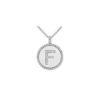 Diamond Initial F Disc Pendant : 14K White Gold - 0.50 CT TGW