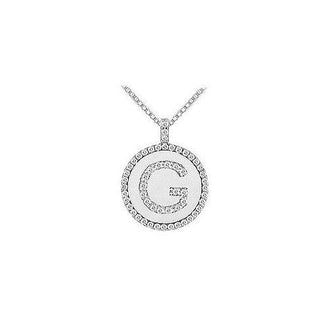 Diamond Initial F Disc Pendant : 14K White Gold - 0.55 CT TGW