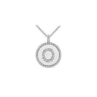 Diamond Initial O Disc Pendant : 14K White Gold - 0.60 CT TGW