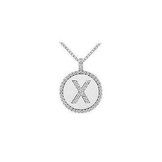 Diamond Initial X Disc Pendant : 14K White Gold - 0.50 CT TGW