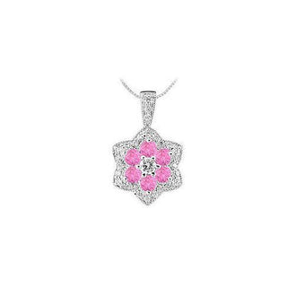 Pink Sapphire and Diamond Pendant : 14K White Gold - 2.25 CT TGW