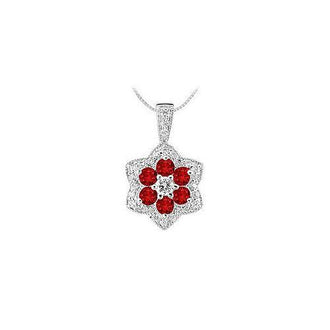 Ruby and Diamond Pendant : 14K White Gold - 2.25 CT TGW