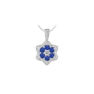 Sapphire and Diamond Pendant : 14K White Gold - 2.25 CT TGW