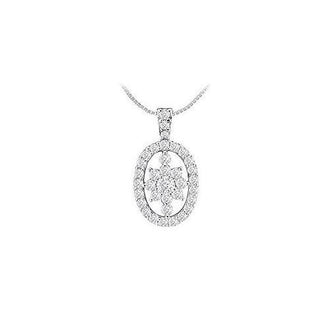 Diamond Flower Pendant : 14K White Gold - 1.00 CT Diamonds