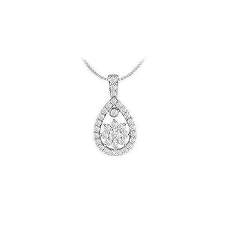 Diamond Pear Shaped Pendant : 14K White Gold - 1.00 CT Diamonds