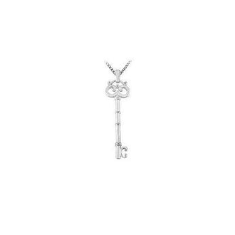 14K White Gold Key Pendant