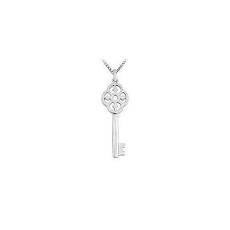 14K White Gold Key Pendant