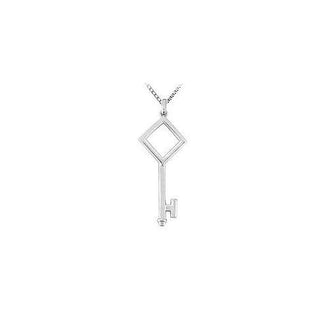 14K White Gold Key Pendant