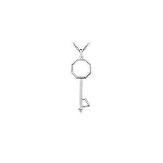 14K White Gold Key Pendant