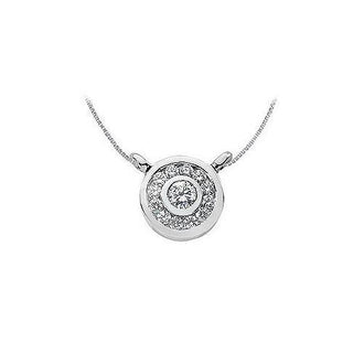 Diamond Circle Pendant : 14K White Gold - 1.25 CT Diamonds