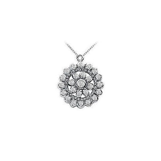 Diamond Flower Pendant : 14K White Gold - 0.50 CT Diamonds