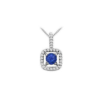 Sapphire and Diamond Pendant : 14K White Gold - 2.50 CT TGW
