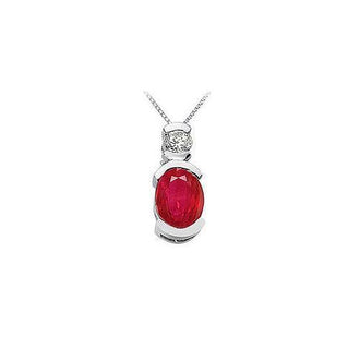 Ruby and Diamond Pendant : 14K White Gold - 1.50 CT TGW