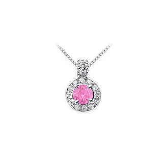 Pink Sapphire and Diamond Pendant : 14K White Gold - 1.25 CT TGW