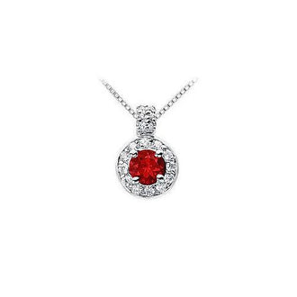 Ruby and Diamond Pendant : 14K White Gold - 1.25 CT TGW