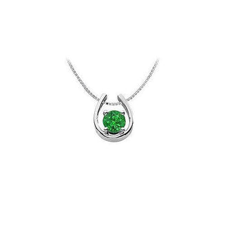 Emerald Horseshoe Pendant : 14K White Gold - 1.00 CT TGW