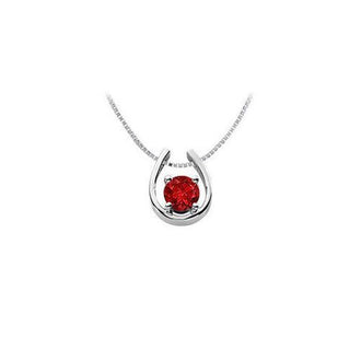 Ruby Horseshoe Pendant : 14K White Gold - 1.00 CT TGW