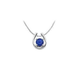 Sapphire Horseshoe Pendant : 14K White Gold - 1.00 CT TGW