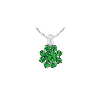 Emerald Flower Pendant : 14K White Gold - 2.75 CT TGW