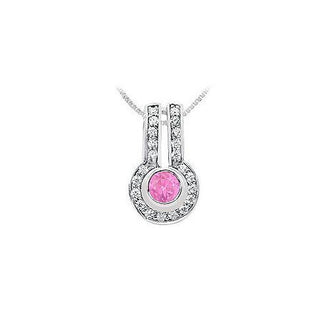 Pink Sapphire and Diamond Pendant : 14K White Gold - 1.25 CT TGW