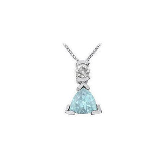 Aquamarine and Diamond Pendant : 14K White Gold - 1.25 CT TGW