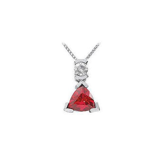 Ruby and Diamond Pendant : 14K White Gold - 1.25 CT TGW