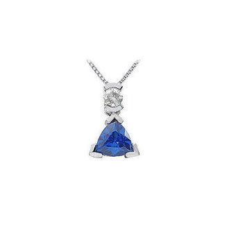 Sapphire and Diamond Pendant : 14K White Gold - 1.25 CT TGW