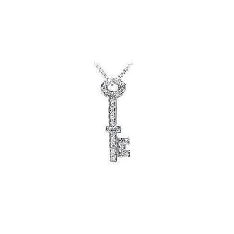 Diamond Key Pendant : 14K White Gold - 0.25 CT Diamonds