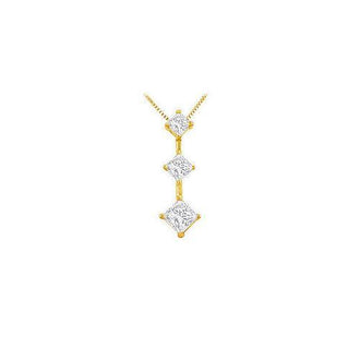 Princess Diamond Pendant : 14K Yellow Gold - 0.25 CT Diamonds