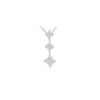 Princess Diamond Pendant : 14K White Gold - 0.50 CT Diamonds