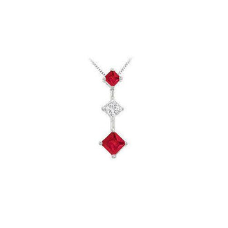 Ruby and Diamond Pendant : 14K White Gold - 1.00 CT TGW