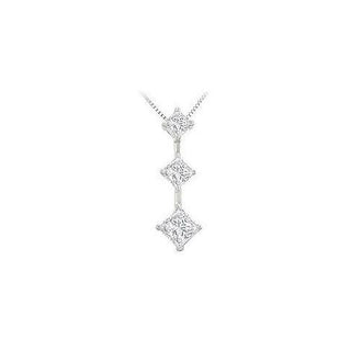 Princess Diamond Pendant : 14K White Gold - 1.00 CT Diamonds