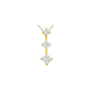 Princess Diamond Pendant : 14K Yellow Gold - 1.00 CT Diamonds