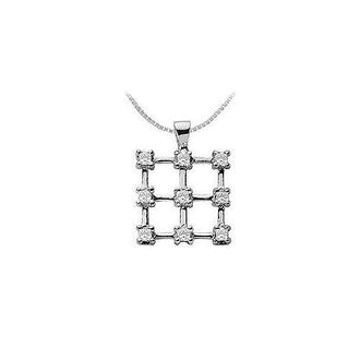 Diamond Square Pendant : 14K White Gold - 0.45 CT Diamonds