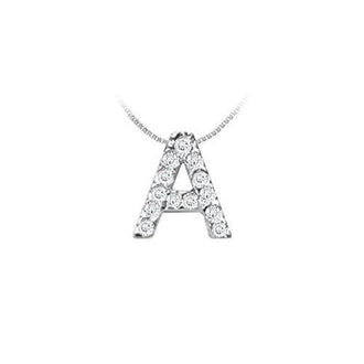 Classic A Initial Diamond Pendant : 14K White Gold - 0.15 CT Diamonds