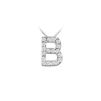 Classic B Initial Diamond Pendant : 14K White Gold - 0.20 CT Diamonds