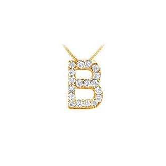 Classic B Initial Diamond Pendant : 14K Yellow Gold - 0.20 CT Diamonds